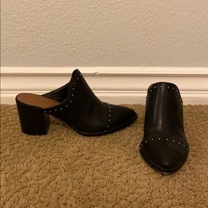 Slip On Black Heel Mule
